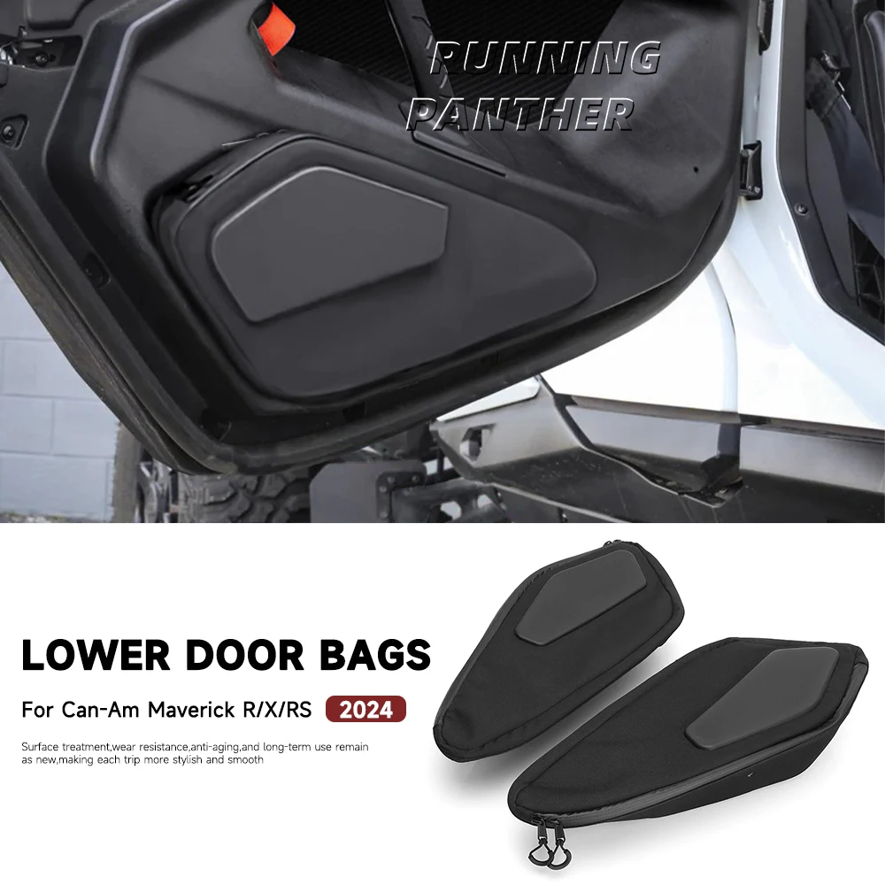 

For Can Am Maverick R X RS 2024 2025 UTV Lower Door Bags Black Side Driver Passenger Tool Bags Cushion 5 Liter Capacity