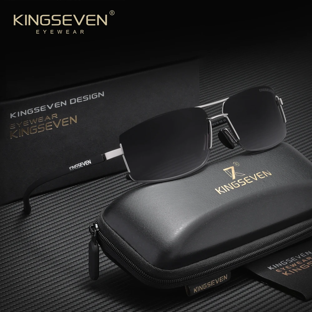 Occhiali da Sole da Uomo Polarizzati Rettangolari KINGSEVEN, Design di Marca, Protezione UV400, Occhiali Casual alla Moda