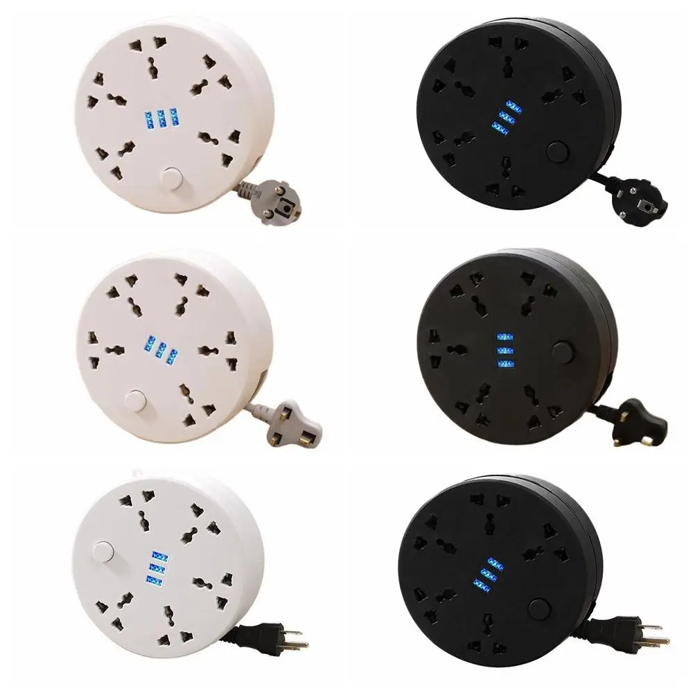 Circular Power Extension Board Flexibility Universal Socket Adapter with Long Cable 2M Retractable Power Cord