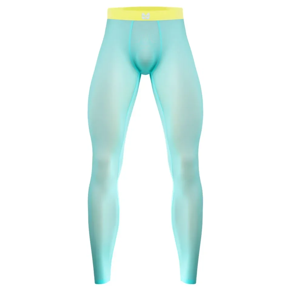Mens Ice Silk Yoga Pants Seamless Leggings Ultra-Thin Breathable Sports Tight Pants Fitness Workout Bottoms Jogger Pants