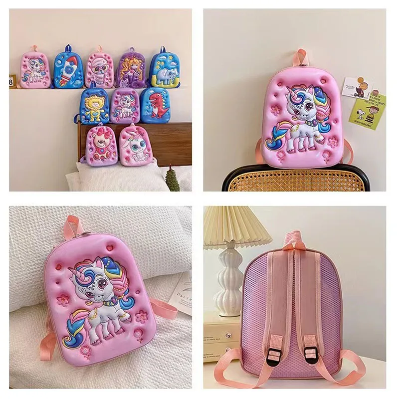 Petit sac d'école à coque rigide pour enfants, sac à dos de maternelle, ultra-léger, réduction de la charge, dessin animé Nairobi Orn, bébé, nouveau, 2024