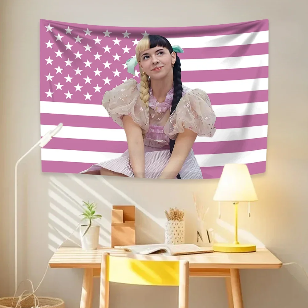 XxDeco Melanie Martinezs USA Flag Tapestry Pop Singer Home Decor Wall Hanging Dorm Backdrop Party Concert Banner