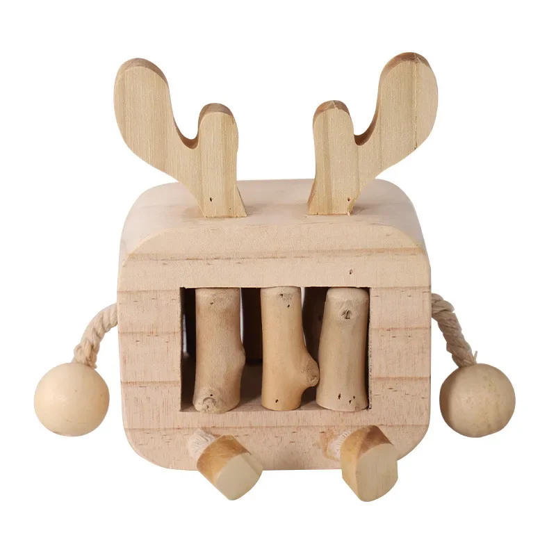 

Creative wooden deer home jewelry ornaments, simple style living room entrance wine cabinet TV cabinet room renovation