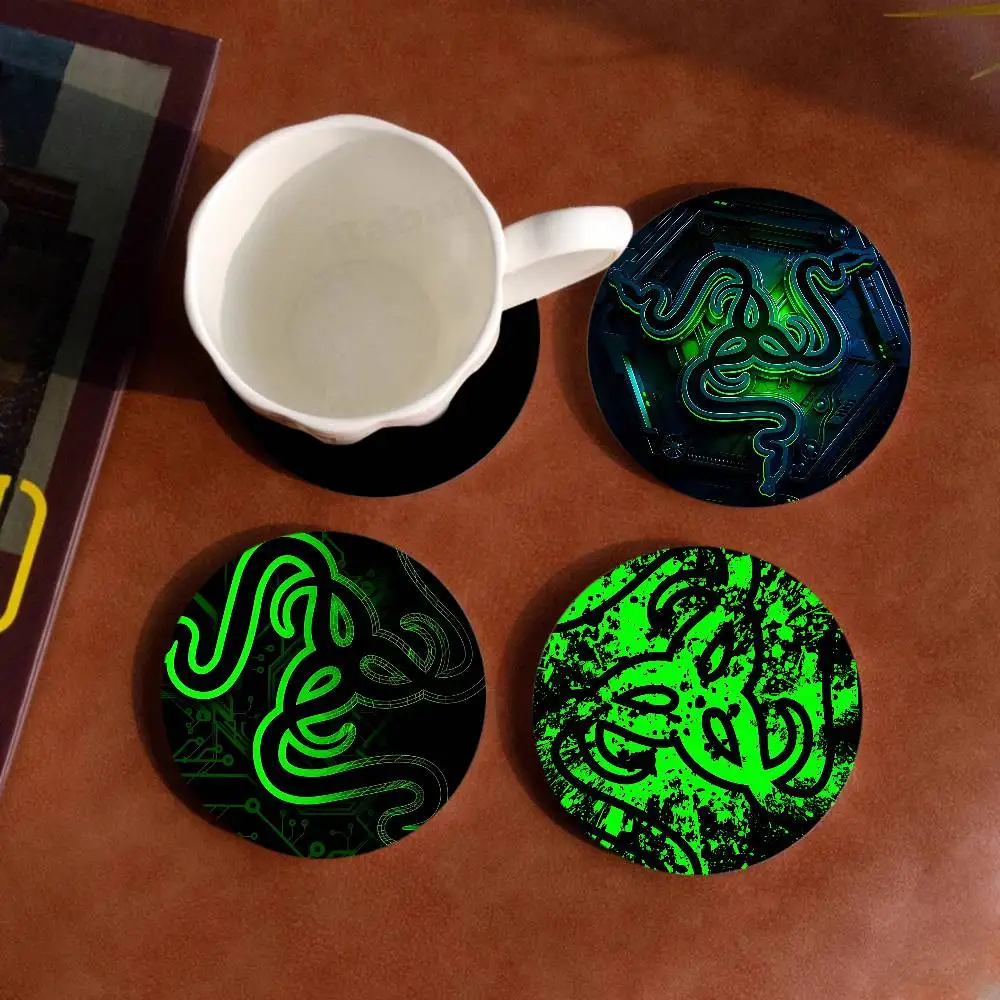 Gaming Peripherals Brand R-Razer Themed Wooden Coaster Non-Slip Heat Resistant Dining Table Decoration Cafe Restaurant Gift