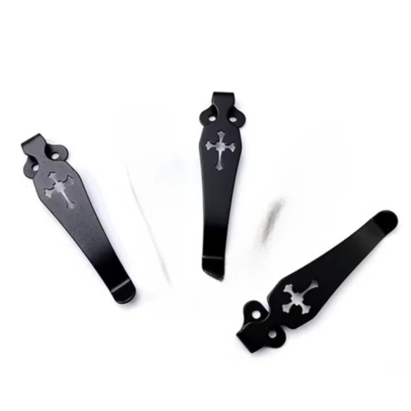 Black TC4 Titanium Alloy Cross Pattern Pocket Clip Replacement Tool Accessory for C81 Series