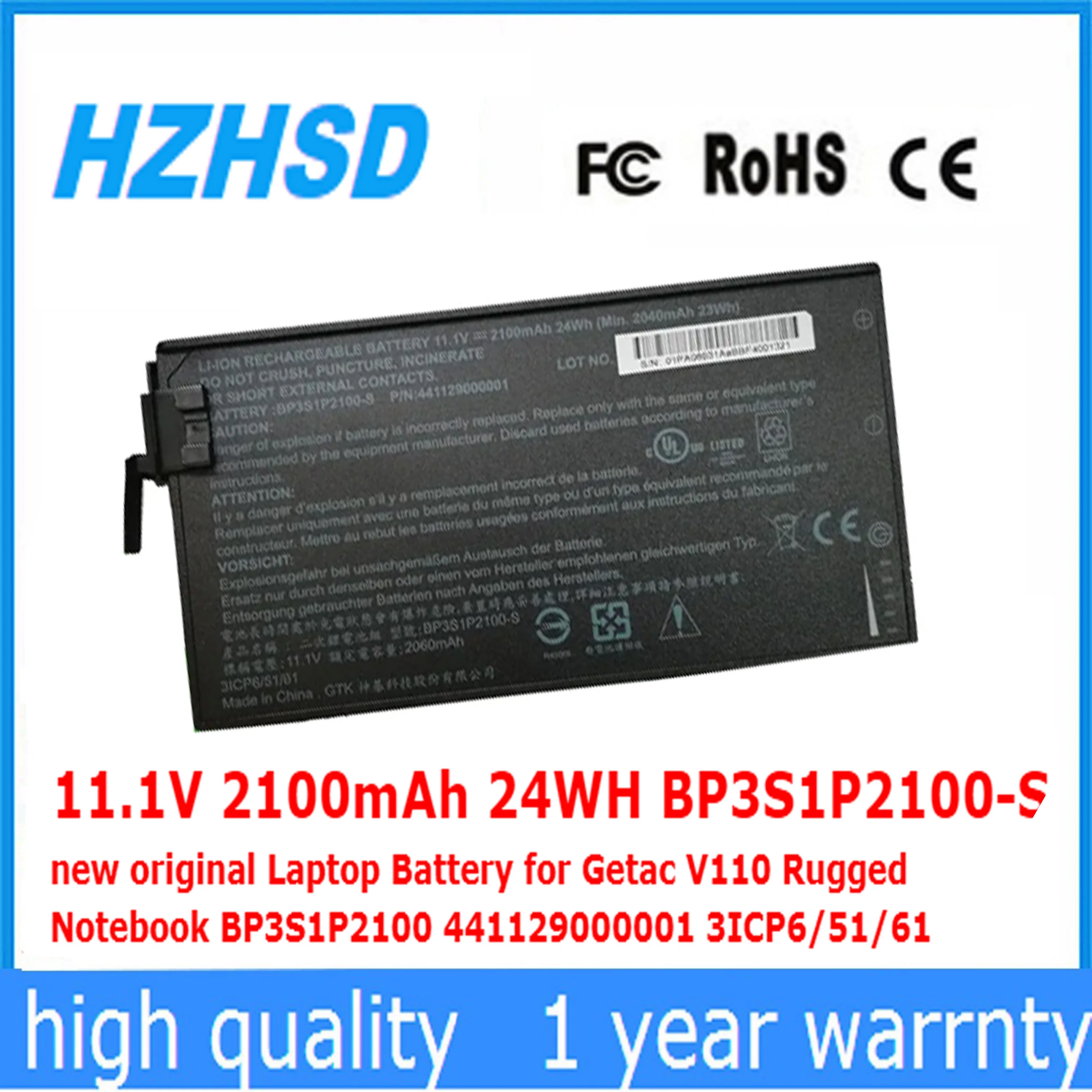 

11.1V 2100mAh 24WH BP3S1P2100-S new original Laptop Battery for Getac V110 Rugged Notebook BP3S1P2100 441129000001 3ICP6/51/61