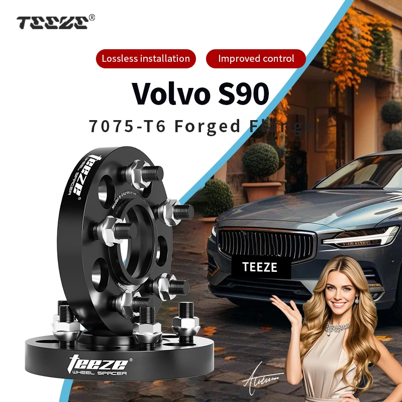 

Teeze 2/4pcs 5x108 CB 63.4 M14 x 1.5 Hub Centric Black Forged wheel spacer For Volvo S90 Flange Plate15/20/25/30/35mm