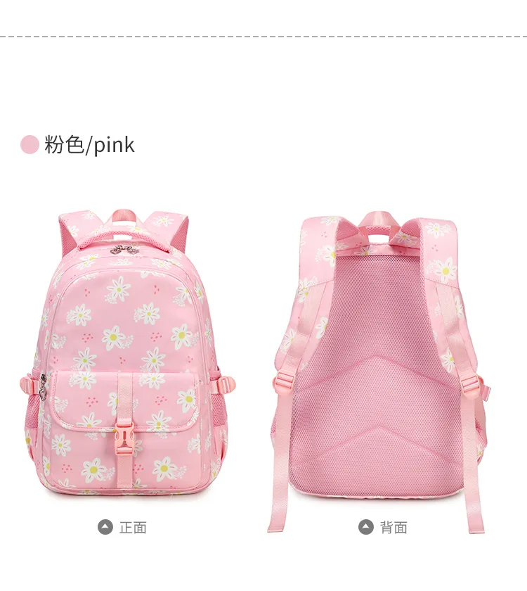 Large Capacity School Backpack for Girls Elementary Middle School Bags Purple Bookbag Student Flower Backpack with Many Pockets