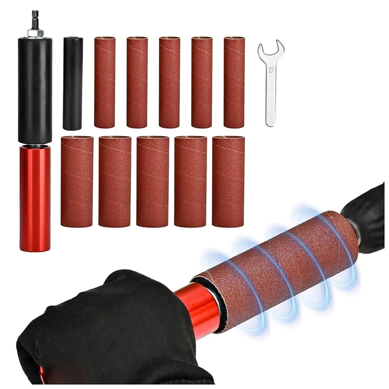 

A96I-Drum Sander Set,Rubber Sanding Drum For Drill 4-1/2Inch X 1-1/2Inch, Spindle Sander Adapter For Power Drill