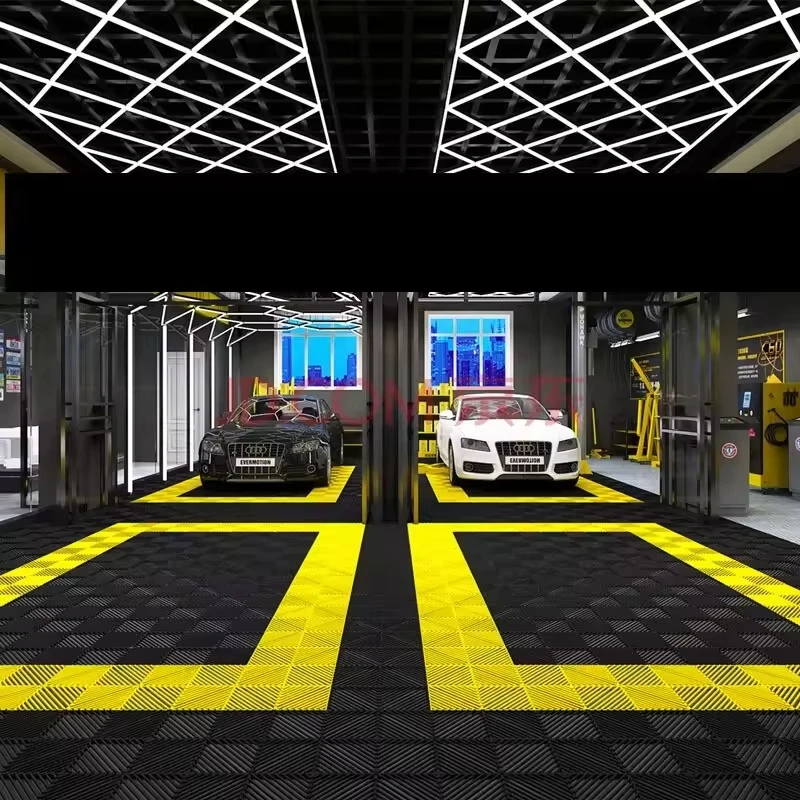 Interlocking Workshop Flooring Modern Free Flow PP Garage Floor Tiles for Home Car Wash Graphic Design Solution