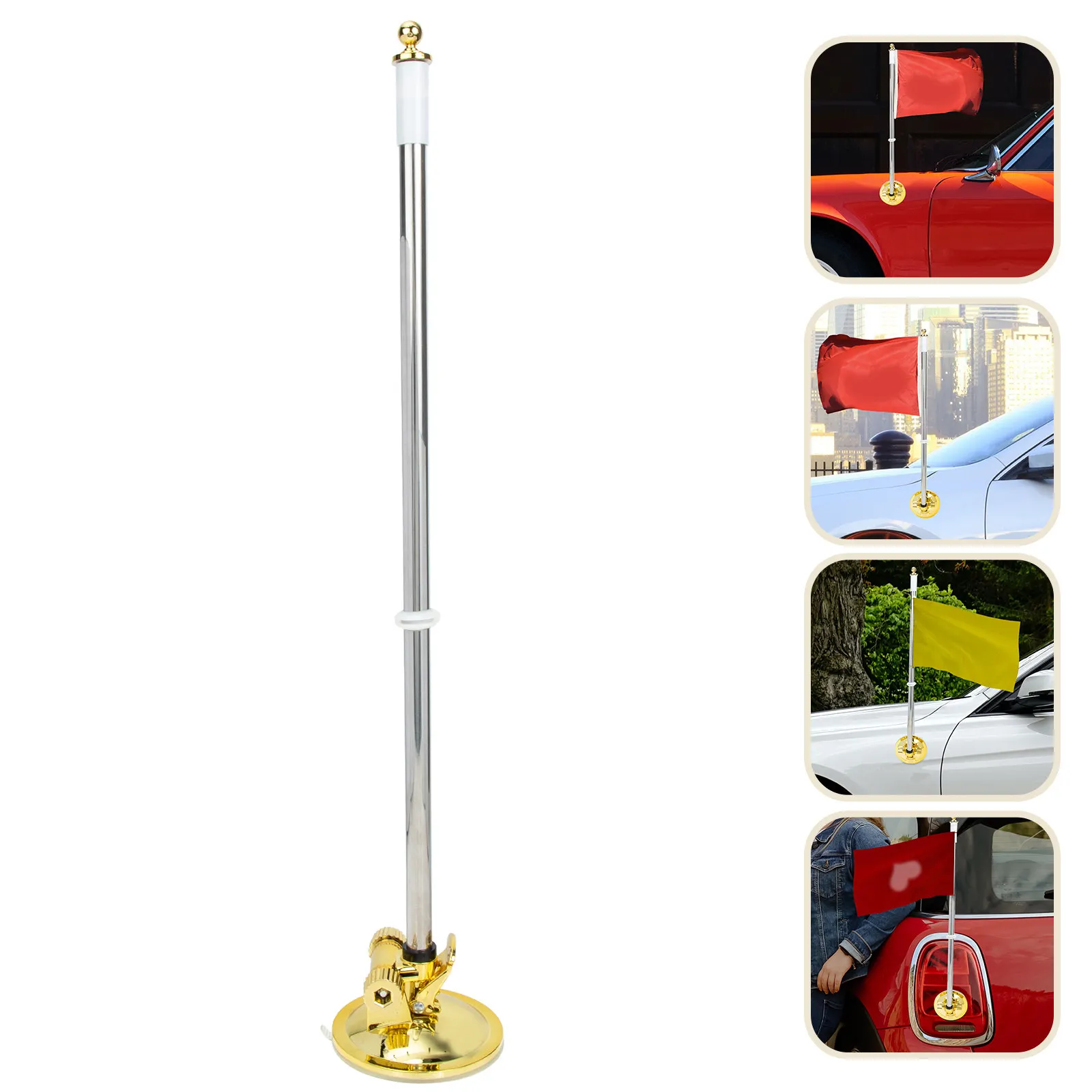 Heavy Duty Suction Cup Flag Pole Base for Vehicle Roof Bike Windshield Display Stable Car Flagpole