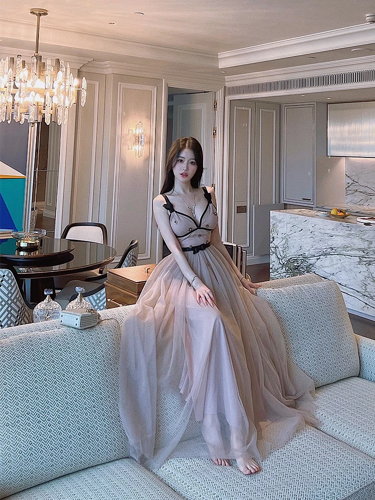 

Платье Bear House【Kun Lo Jia Ren】D0R на день рождения, изысканное, ручной работы, с вышивкой стразами, тяжелой вышивкой, сетчатое, сексуальное, без бретелек