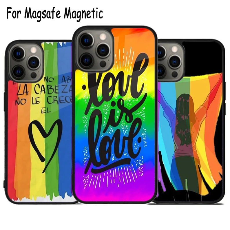 

Чехол Magsafe для телефона, для лесбиянок, геев, гордости, радуги, с беспроводной зарядкой, Магнитный чехол для iPhone 15 16 14 13 11 12 Pro Max Plus