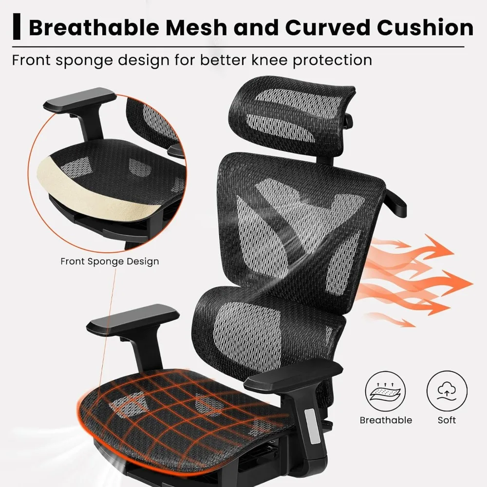 Office Chair Ergonomic Mesh Seat Cushion Solid Back 30 Pounds 27.6