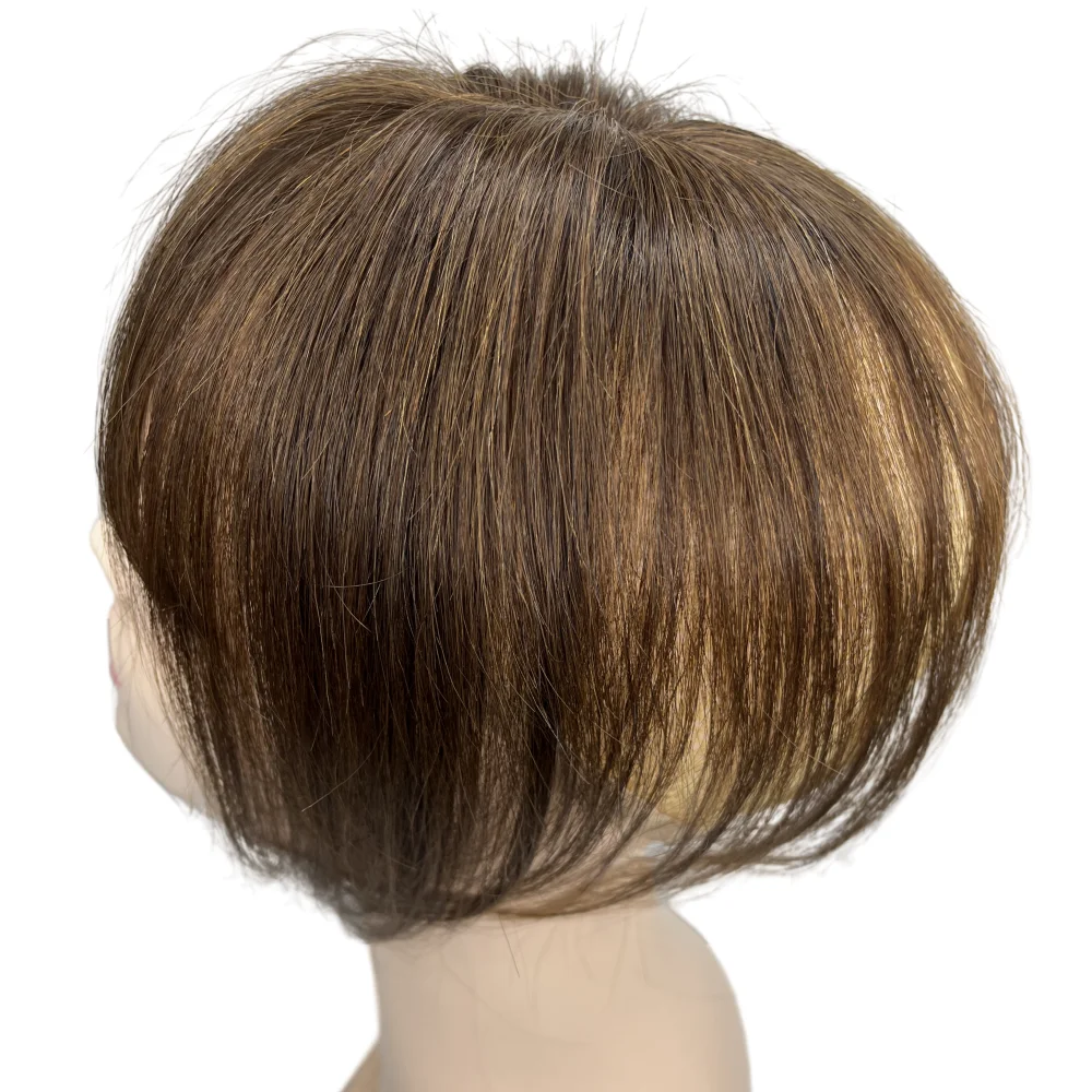 25cm 100% postiches de cheveux humains pour femmes pinces à cheveux dans l'extension de Toppers pour femme toupet frange droite couverture cheveux gris