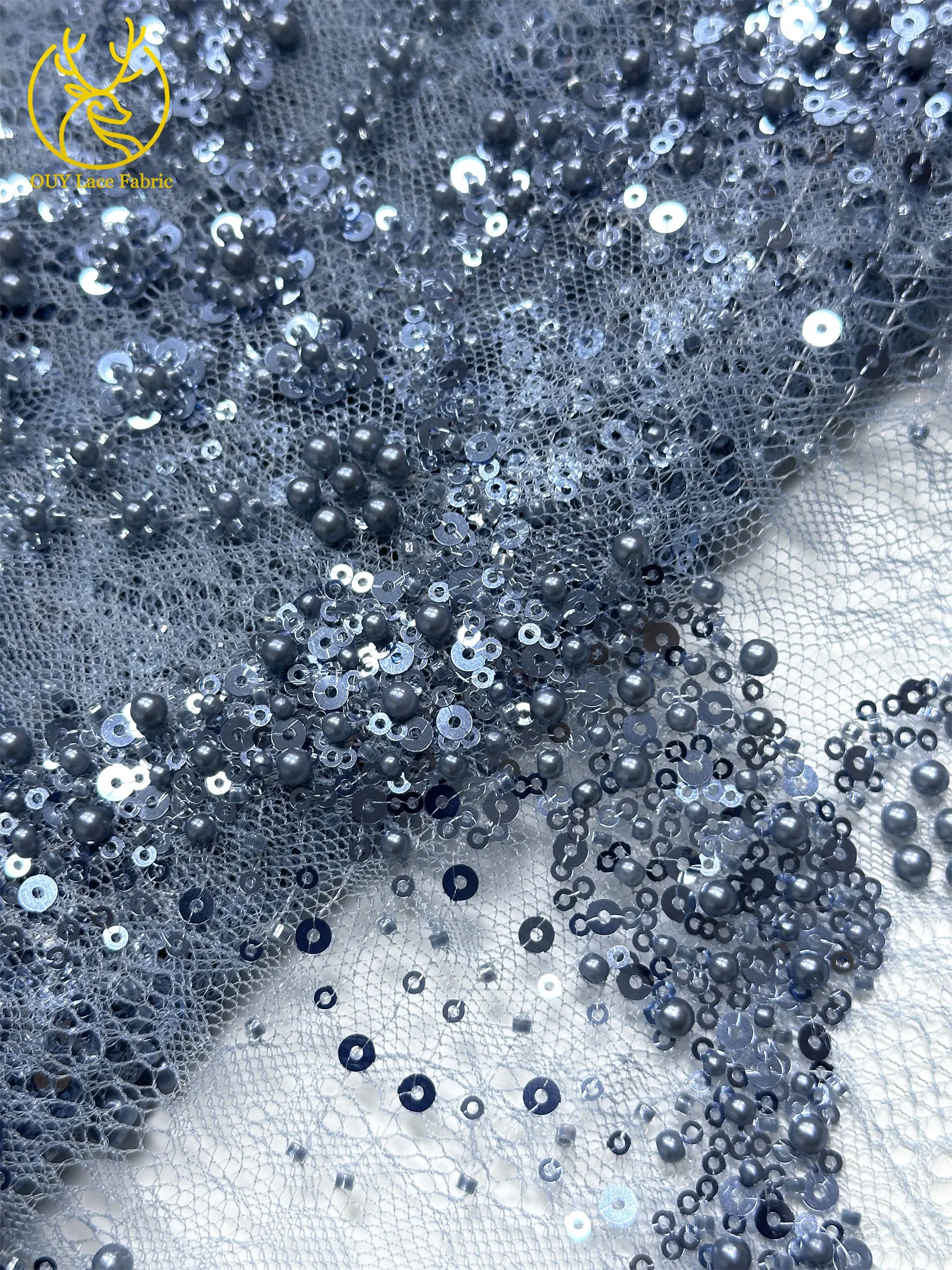 Luxuriöser französischer Kleid-Perlen-Spitzenstoff 2026, hochwertiger gelber afrikanischer Pailletten-Spitzenstoff für Frauen, Hochzeit, Party, Kleid, Nähen – Detail 24