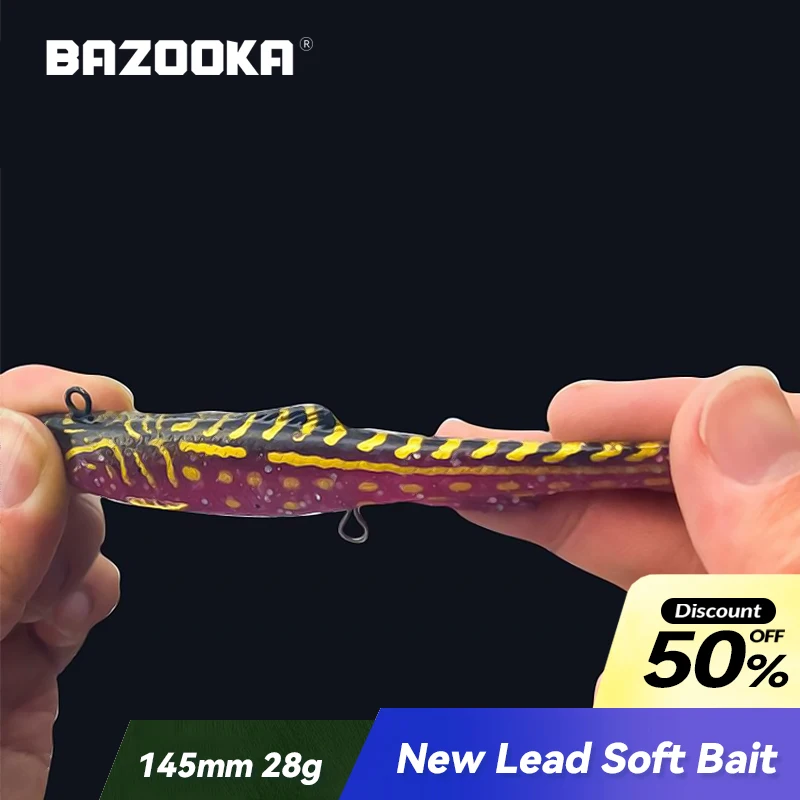 Bazooka 1PCS Silicone Soft Bait 28g Swim Tail Jigging Wobblers Fishing Lure Artificial Spoon Rubber Baits Sea Bass Pike Tackle