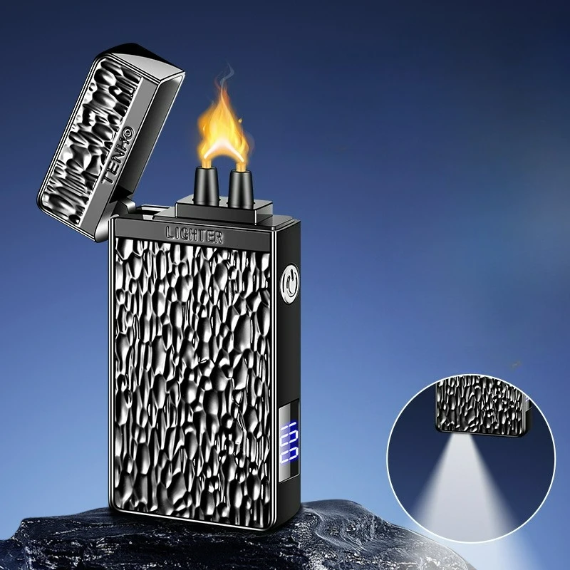 2025 Metal High Power High Arc Windproof USB Charging Lighter Outdoor Lighting Digital Battery Display Electric Lighters Smoking