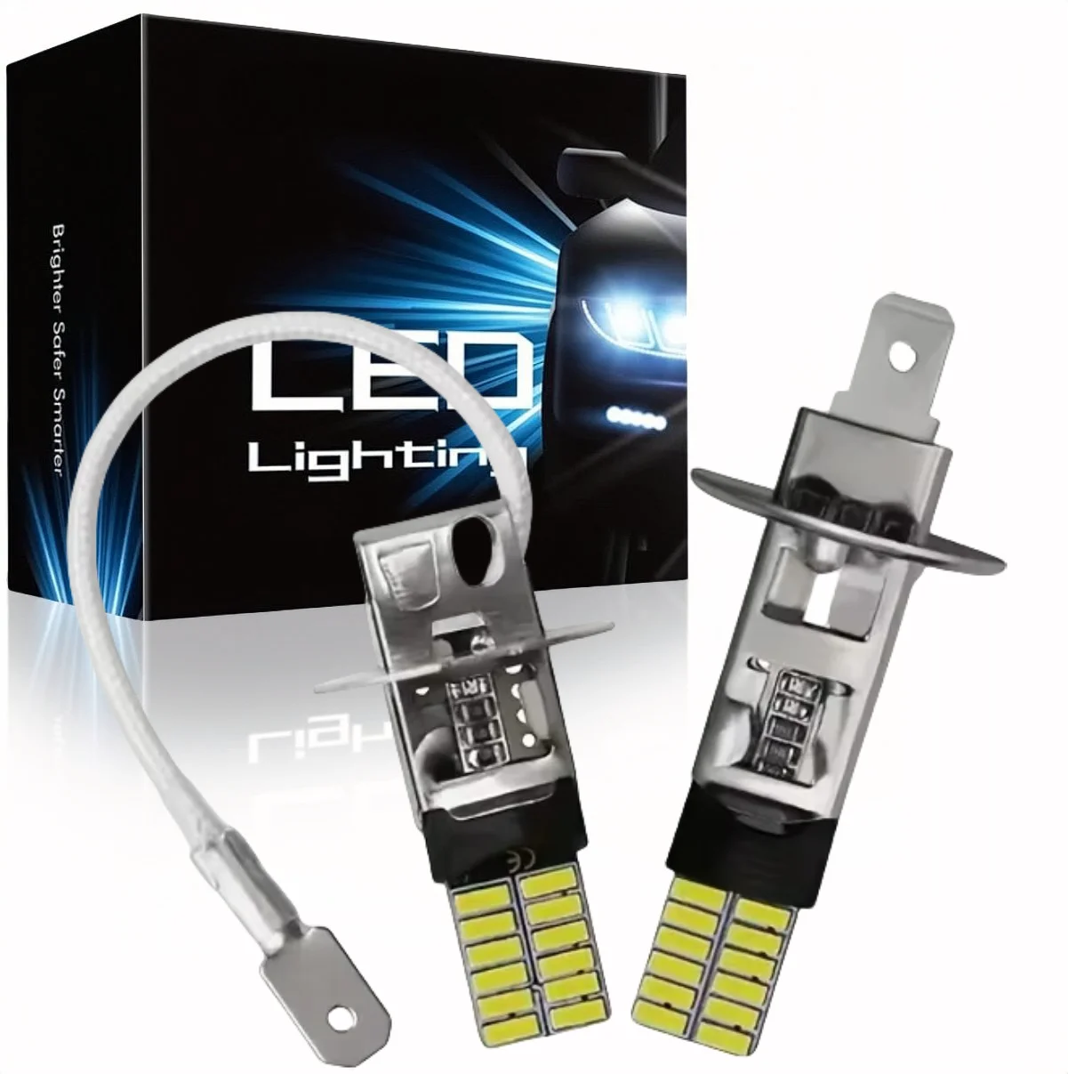 

2PCS High Power 6000K White H3 H1 12V 24-SMD LED Fog Light Driving DRL Light Bulbs