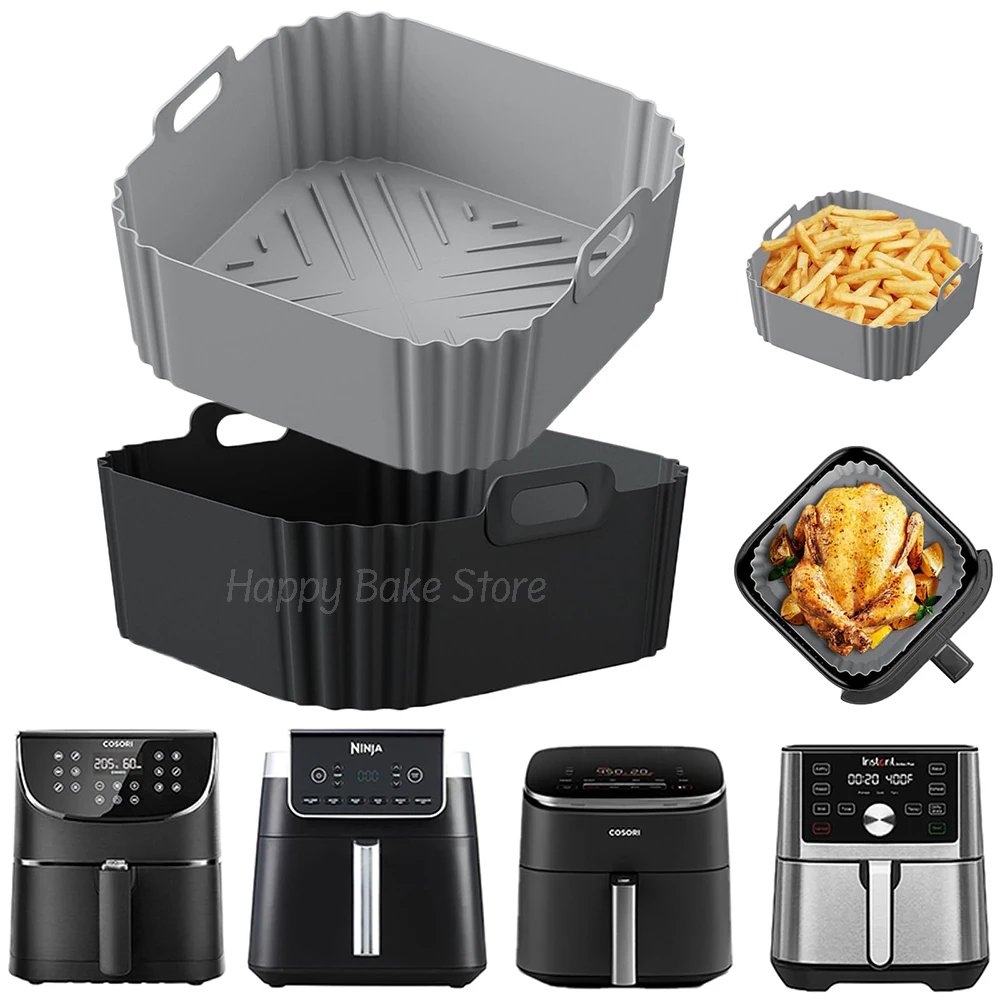 8.8inch Square Silicone Air Fryer Liner, Reusable Baking Basket Instant Pot, for Ninja Air Fryer Pro XL AF141/AF140/AF181/AF180