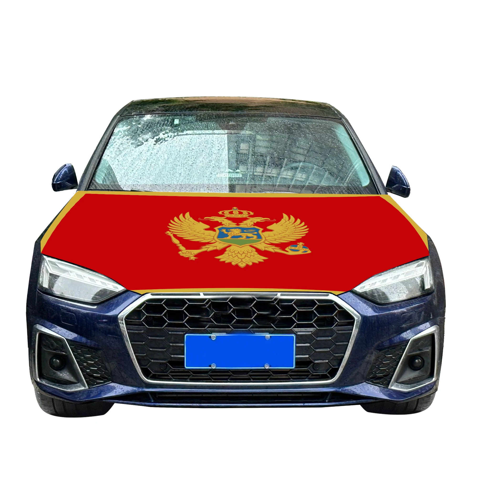 Montenegro Car Hood Cover Flag  Universal Size Elastic Polyester 120x150cm for Car Decor