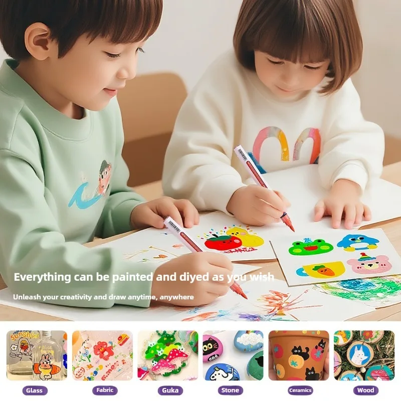120/10 ألوان مباشرة السائل الاكريليك أقلام الطلاء فرشاة ماركر للرسم على الصخور حجر الزجاج لتقوم بها بنفسك لوازم الفن القرطاسية PK LANGUO