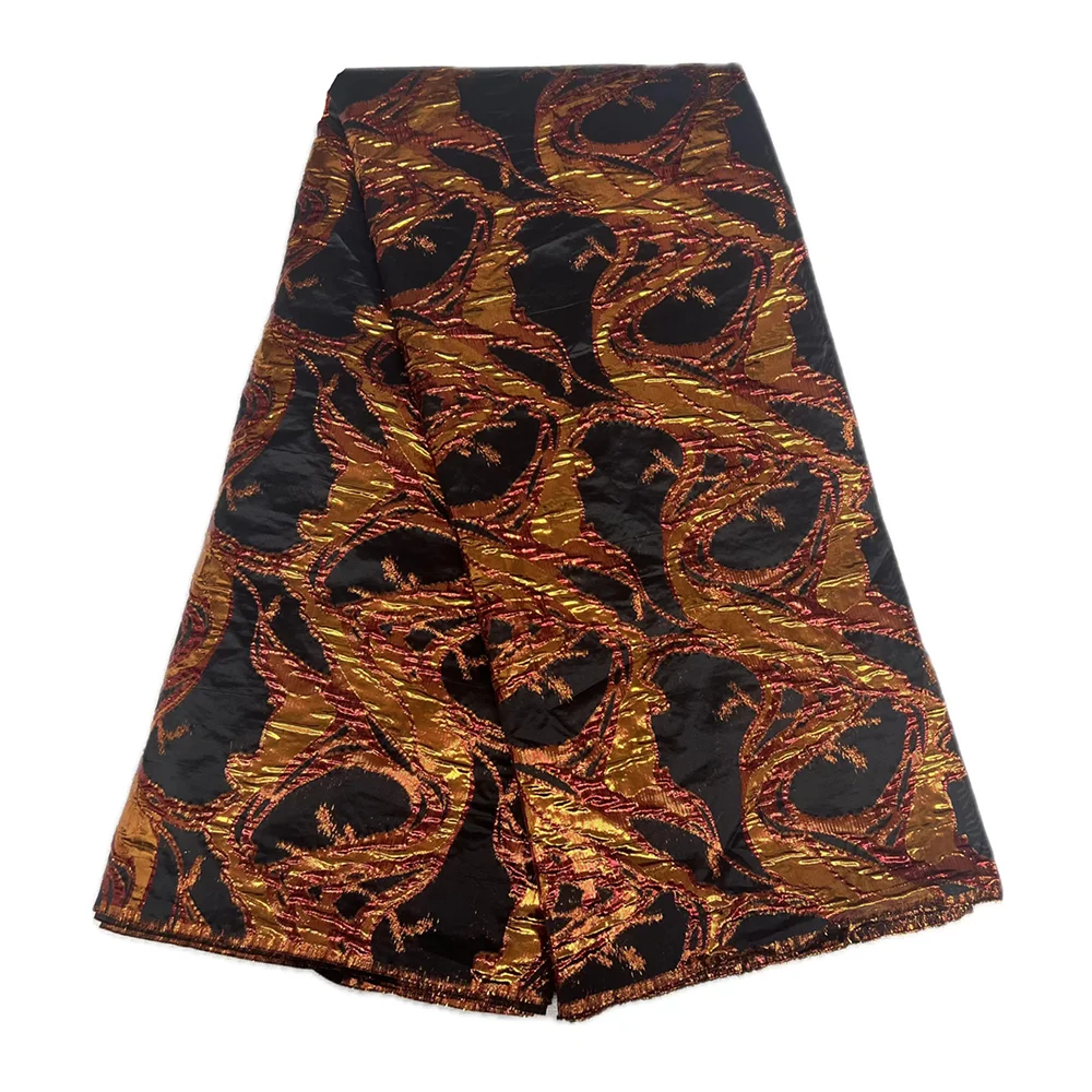 Nigerianischer, eleganter Vergoldungs-Brokat-Spitzenstoff, 5 Yards, afrikanische, modische Spitzenbesatzung, Nähen, Party, Hochzeiten, Kleider, Jacquard-Material