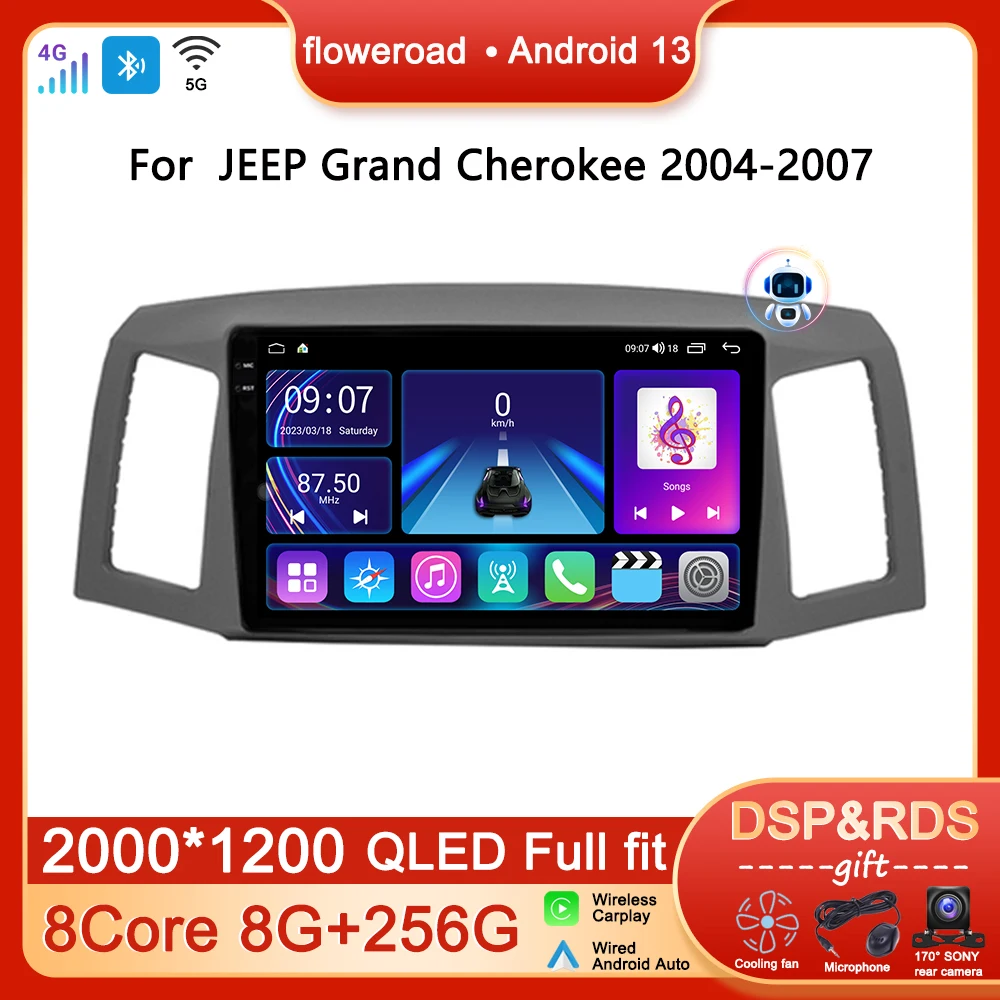 

Автомобильный радиоприемник, мультимедийный плеер Android для JEEP Grand Cherokee 2004-2007, видеонаблюдение, GPS, автовоспроизведение, стерео, 2 din, 4G, Wi-Fi, DSP