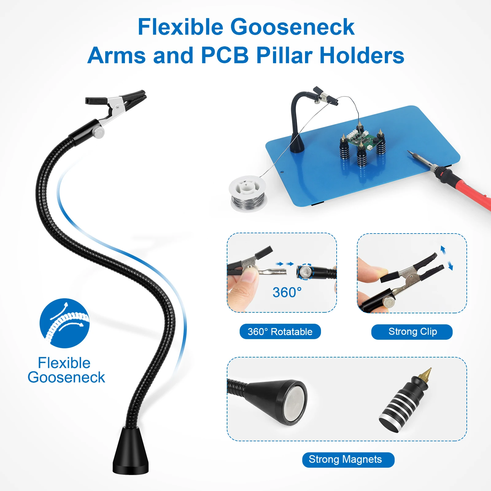 NEWACALOX Magnetic Third Hand Soldering Station Tool Microscope/Heat Gun Clip PCB Soldering Holder for Electronic Repair