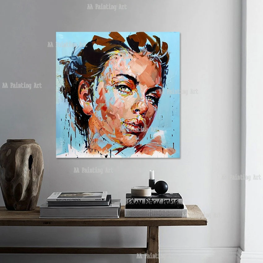 

Pure Handmade New Arrival Sexy Lady Face Picture Paintings Abstract Woman Portrait Canvas Artwork Luxury For Bedroom Decoration