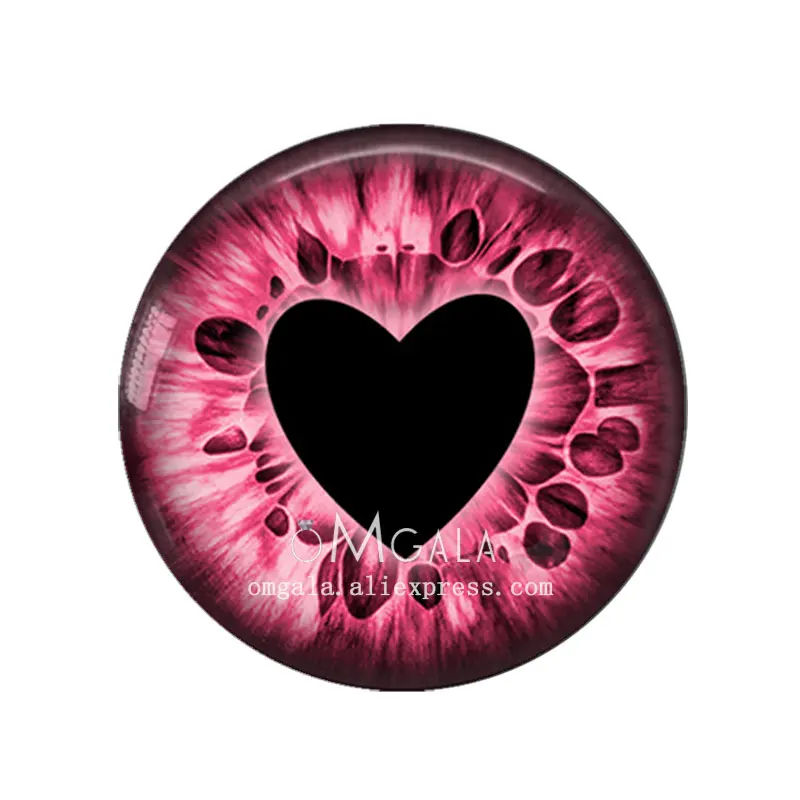 Love Heart Shape Toys Dragon Eyes Ragdoll Eyeball DIY Jewelry 8MM-30MM Round photo glass cabochon demo flat back Making findings