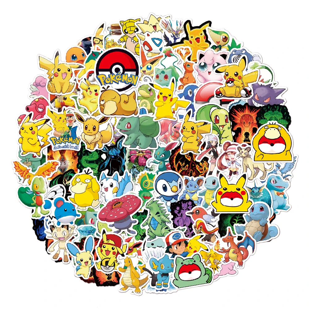 

10/30/50/100pcs Kawaii Anime Pokemon Stickers for Kids Cute Pikachu Cartoon Sticker Toy Laptop Skateboard Phone Graffiti Decals