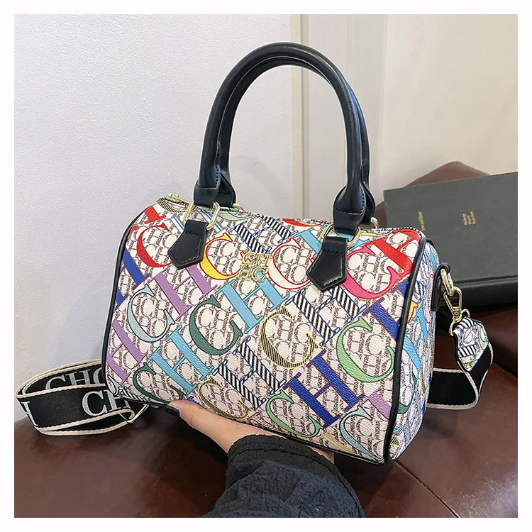 

New Vintage Monogram Hobo Bag - Casual Versatile Top Handle Crossbody with Letter Detail