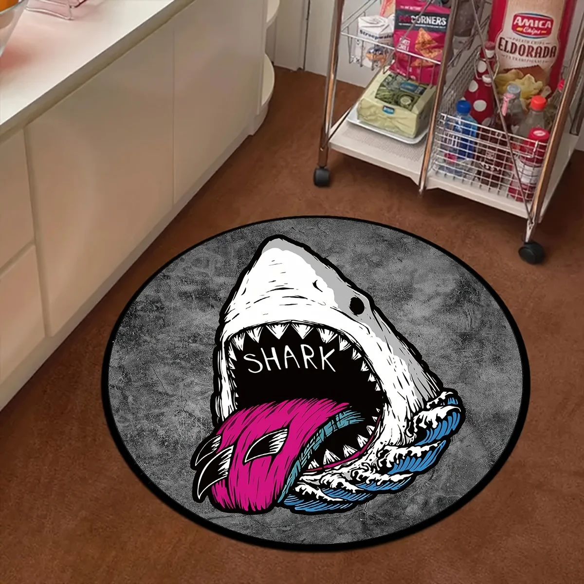 VIKAMA InS-Stil Cartoon kreativer Hai Teppich Dekoration Teppich für Wohnzimmer, Schlafzimmer, Nachttisch, Heimdekoration