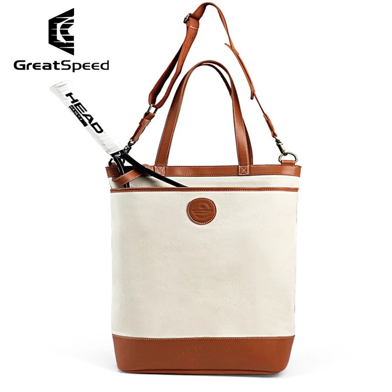 Fashion Tennis Racquet Tote Bag Women Portable Hemp Cloth Squash Badminton Tennis Handbag Gym Pilates Sports Tennis Racket Bags