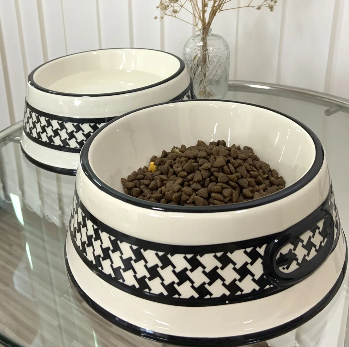 Non-slip Dog Bowl with Placemat, Puppy and Cat Feeder, Luxury Brand, Designer, Crash, French Bulldog, Small Dogs