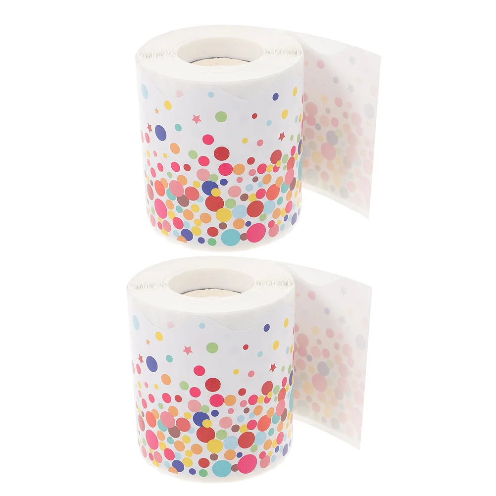 

2pcs 2 Rolls 65.6 Feet Dot Pattern Wave Sticker Scalloped Bulletin Board Trim For Classroom Office Home Self-Adhesive Chalkboard