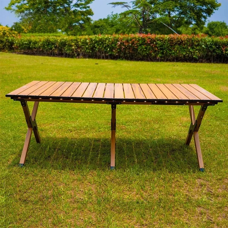 

Camping Portable Wood Outdoor Foldable Bbq Picnic Detachable Rectangular Convenient Dining Table Folding Roll