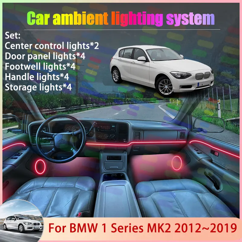 

Для BMW 1 серии MK2 2012 ~ 2019 F20 F21 Хэтчбек 2/18 в 1 автомобильный атмосферный светильник RGB абажур ансамбль стример атмосферный набор