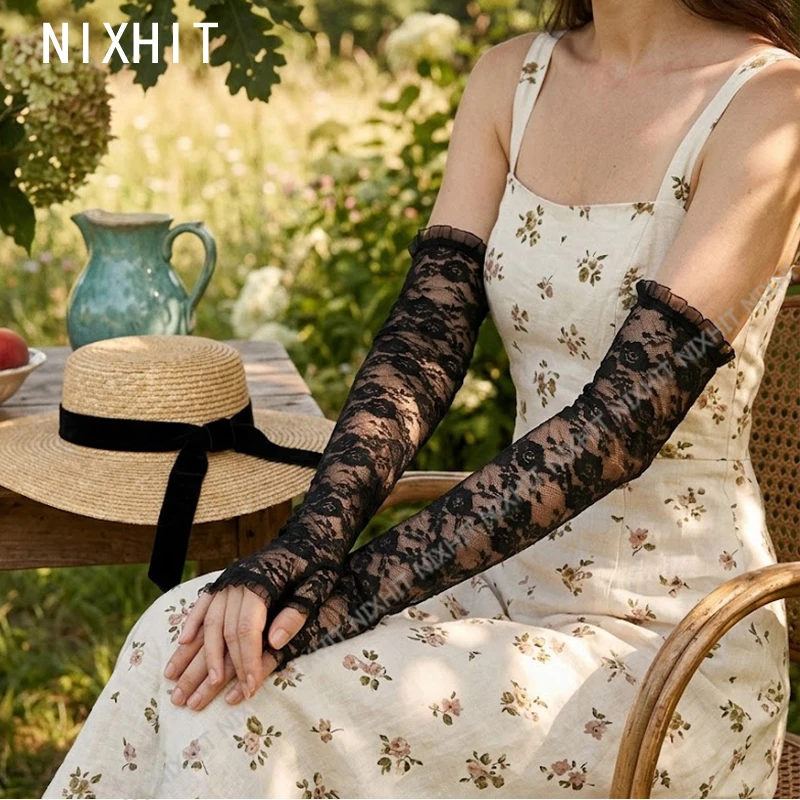 

Новые летние кружевные перчатки в пасторальном стиле с защитой от солнца, тонкие сетчатые нарукавники, модные перчатки для путешествий, вождения, езды, сексуальные вечерние перчатки