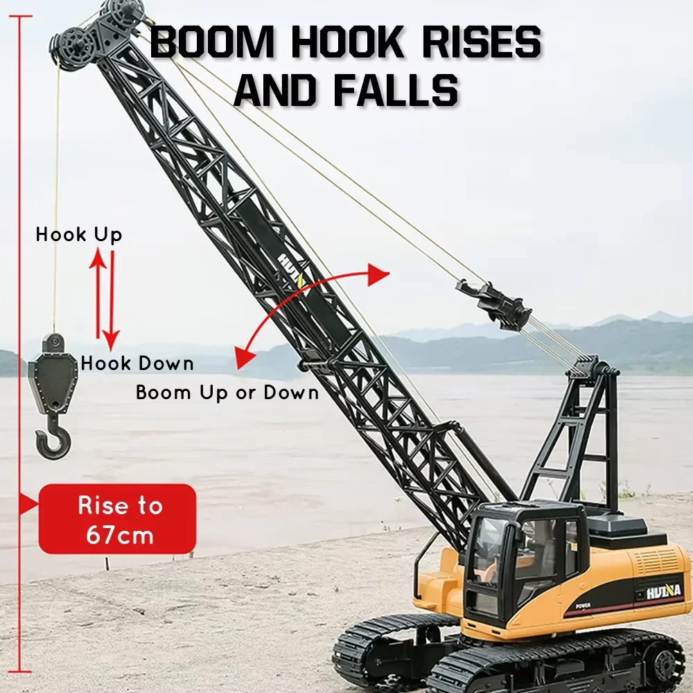 

HUINA 1572 Rc Crane 1:14 Large Rc Truck Crawler Alloy Tractor 15 Ch Engineering Car 2.4Ghz Remote Controlled Car Toys for Boys