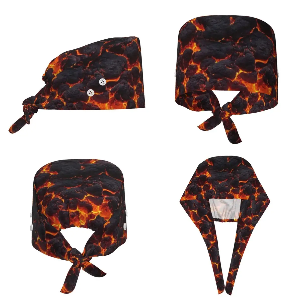 Magma Volcano Lava Fire Scrub Hat Doctor Working Surgical Cap Men Women Adjustable Nursing Caps for Dentist
