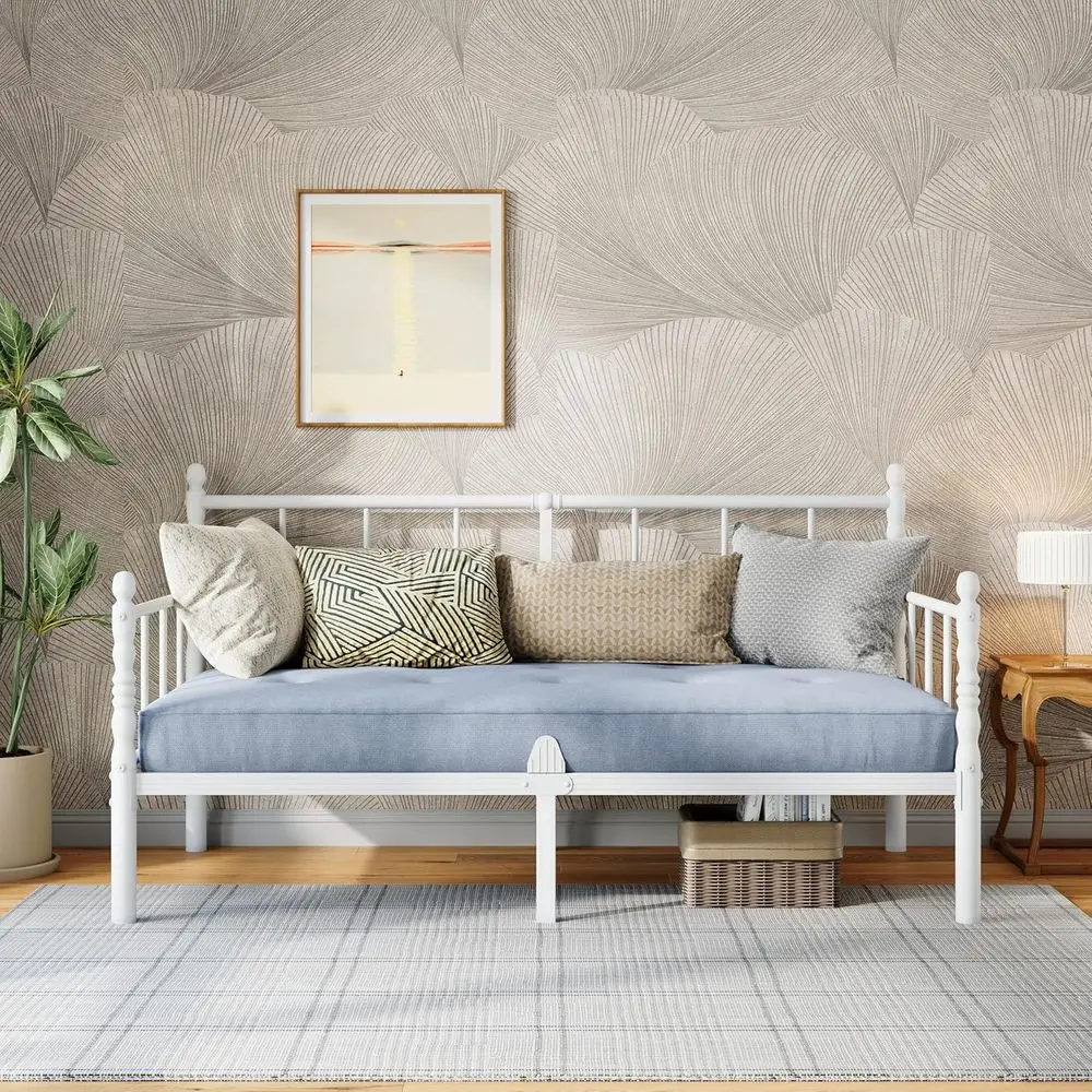 COMASACH 14 Inch Twin Minimalist ern Daybed - Heavy Duty Metal Soa Bed e with board, No Box Spring Needed, Multi-unctional Day B