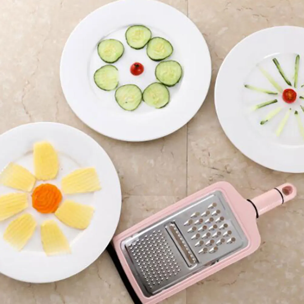 

Steel Vegetable Grater Multi-Function Kitchen Slicer For Carrot Vegetable Grater Easy Wash Pink