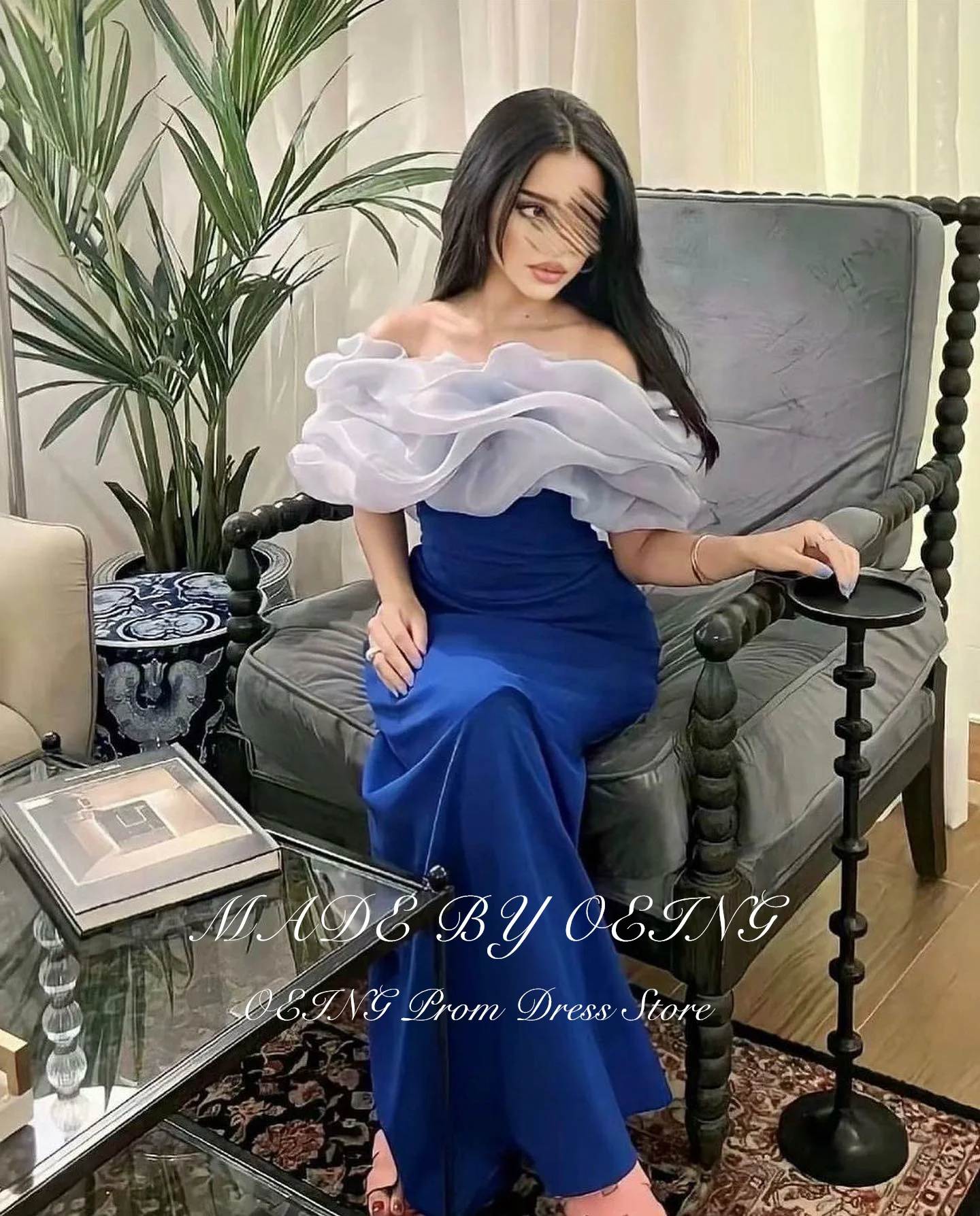 OEING Pretty Prom Dress Elegant Ruffles Off The Shoulder Bodice Mermaid Evening Dresses Special Occasion Gown Vestidos De Noche