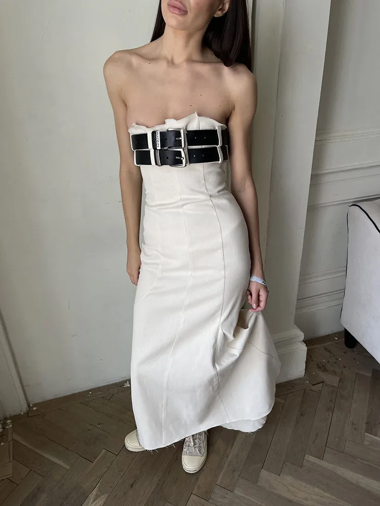 

Skirt y2k spring and summer three-dimensional cutting double waistband sleeveless bustier fishtail long dresses2024 Slim Dress