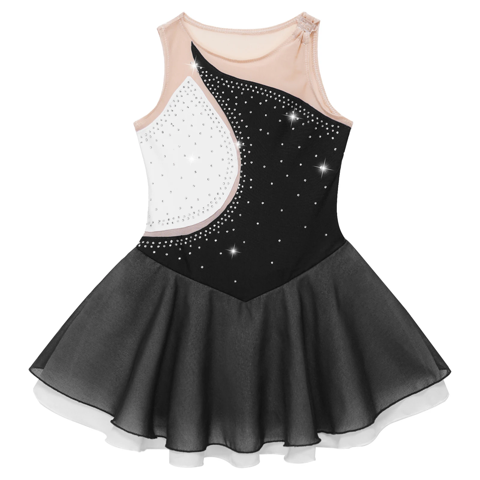 Children's Rhinestone Skirted Leotard Ballet Dress Ice Skating Clothes Lyrical Dance Costume Gymnastics Figure Skating Costume