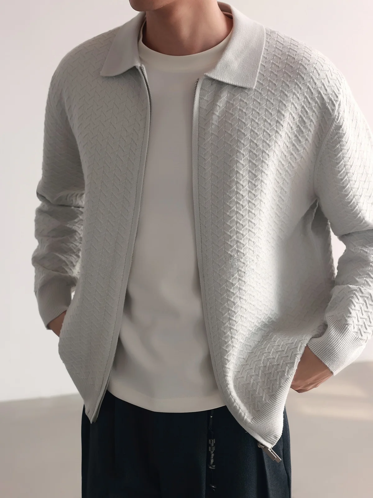 Casual Commute Men's Knitted Sweater Open Cardigan Embossed Texture Loose Fit Long Sleeve Autumn Winter Fashion Polyester Blend