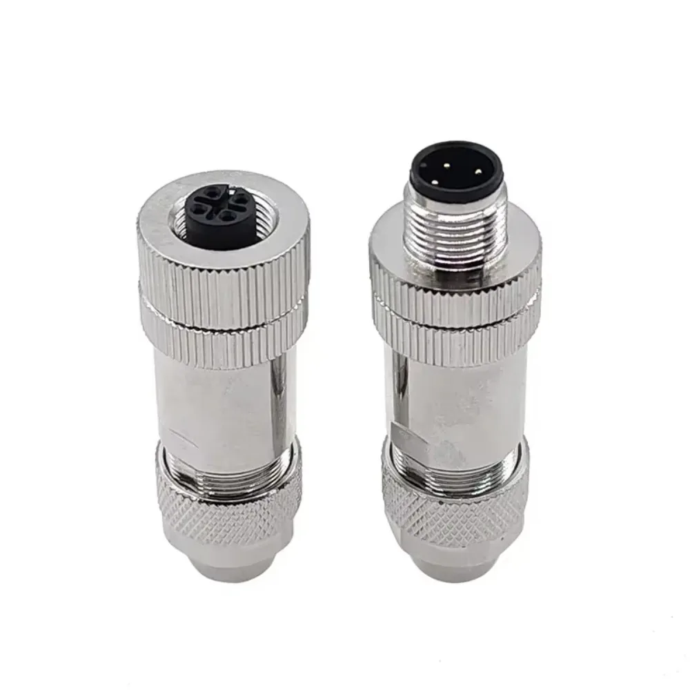 

Conector Sensor M12 Metal, resistente al agua, protección señal recta, tornillo macho y hembra, enchufe roscado 4 5 8 pines t