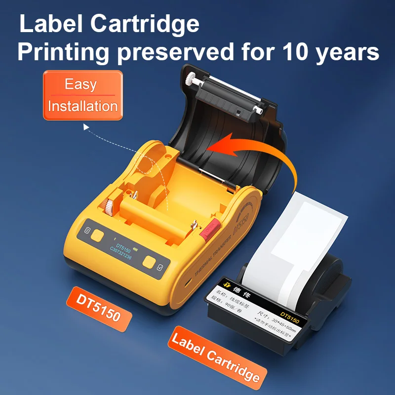 DETONGER Cable Label Cartridge Only for DT5150 Ribbon Printer Waterproof Oil Resistant Tear Resistant Adhensive Sticker